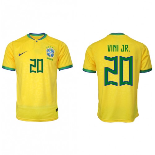 Fotballdrakt Herre Brasil Vinicius Junior #20 Hjemmedrakt VM 2022 Kortermet
